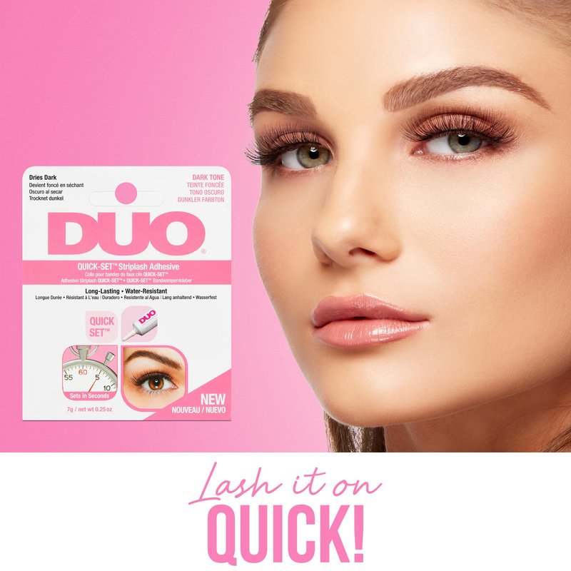 Duo Quick-Set Strip Lash Adhesive - Dark Tone, Long Lasting Lash Glue, Waterproof, Strong Hold for Strip Lashes & Eyelash Clusters, 0.25 oz
