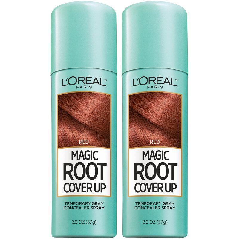 L'Oreal Paris Magic Root Cover Up Gray Hair Spray, 100% Gray Hair Coverage with Buildable, Lightweight, Transfer-Resistant, and Temporary Formula, Ammonia-Free, Red, 2 oz (2 Count)