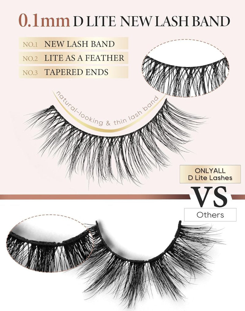 Natural Wispy False Eyelashes - Flared Style for a Natural Look | 7 Pairs D-K06