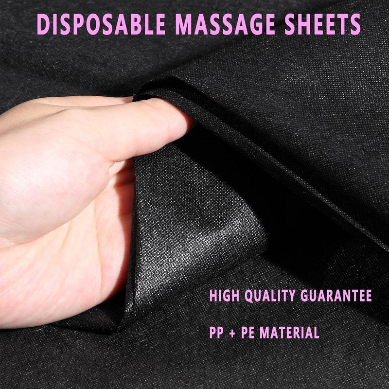 Disposable Bed Sheets 50 Pcs 31" x 71" Massage Table Sheets Non Woven Fabric SPA Bed Cover Breathable for Massage Beauty Tattoos（Black）