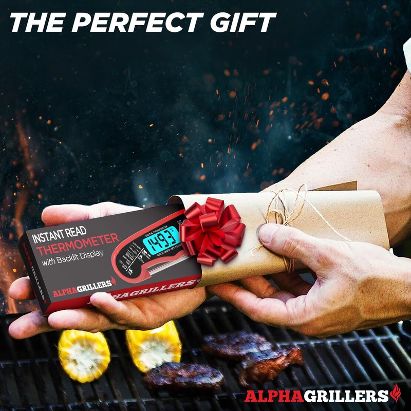 Alpha Grillers Meat Thermometer Digital – Instant Read Food Thermometer for Cooking & Grilling – Professional Kitchen Fathers Day Gift for Dad Men Him Husband