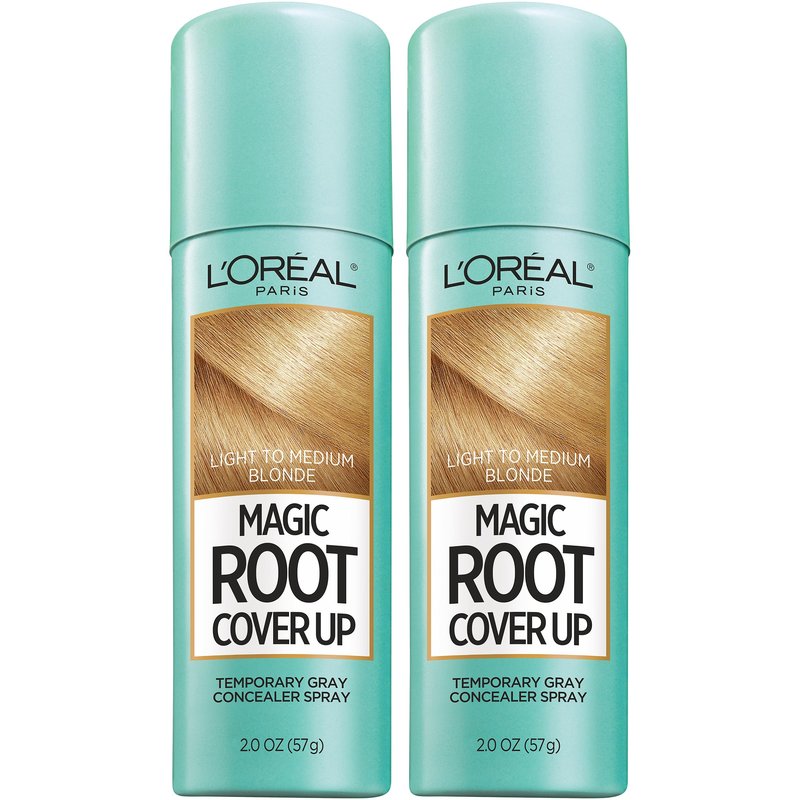 L'Oreal Paris Magic Root Cover Up Gray Hair Spray, 100% Gray Hair Coverage with Buildable, Lightweight, Transfer-Resistant, and Temporary Formula, Ammonia-Free, Light to Medium Blonde, 2 oz (2 Count)
