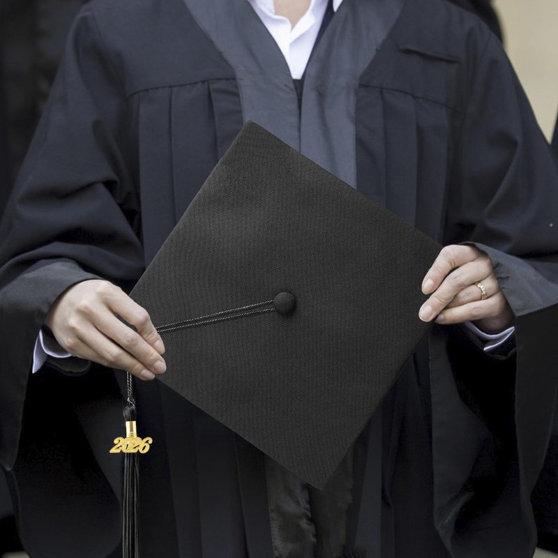 Luktastic Graduation Cap - Black Cap with 2024 Tassel and Gold Charm - Matte Finish - For High School, Bachelor, Master Graduates - Unisex - One Size Fits All - Includes Decorations Kit