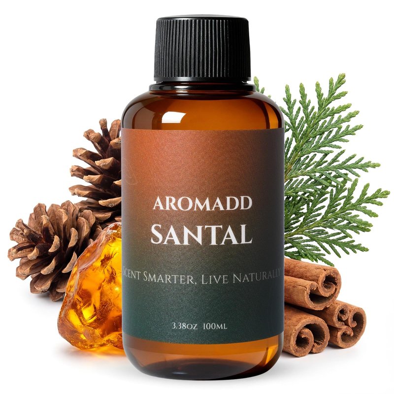 Aromadd Aromadd Santal Diffuser Oil Inspired by Luxury Hotel Scent, Essential Oils for Waterless Diffuser, Warm Sandalwood & Amber Aroma, Long-Lasting & Natural Home Fragrance - 3.38 fl oz (100 mL)