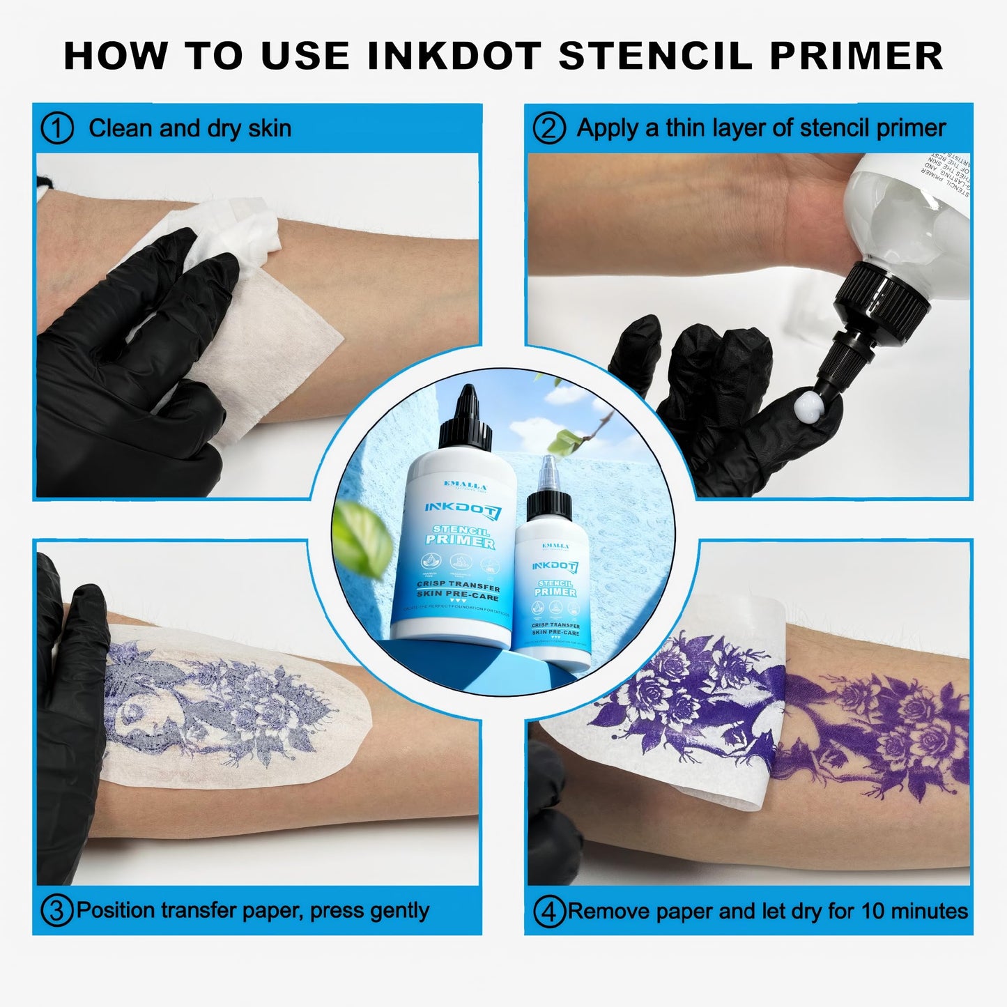 Tattoo Stencil Gel 8.46oz Large Size Professional Transfer Gel for Clear & Long-Lasting Transfers, Quick-Dry, High Adhesion,Gentle on Skin for Tattoo Artists and Beginners