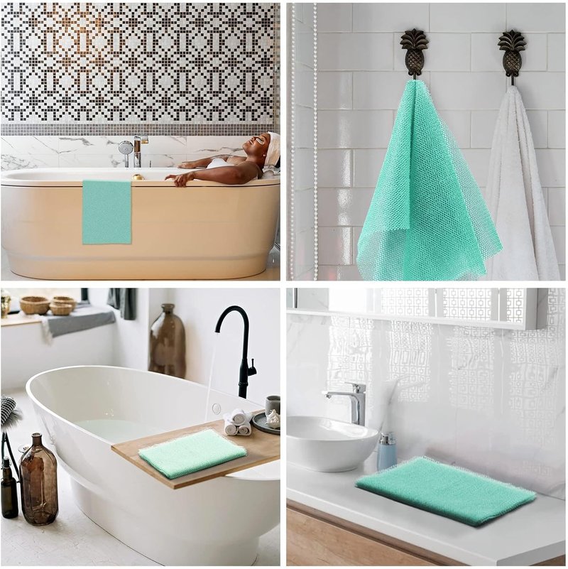 African Bath Sponge - Exfoliating Net Body Scrubber for Smooth Skin | Green Color, Ideal for Daily Use