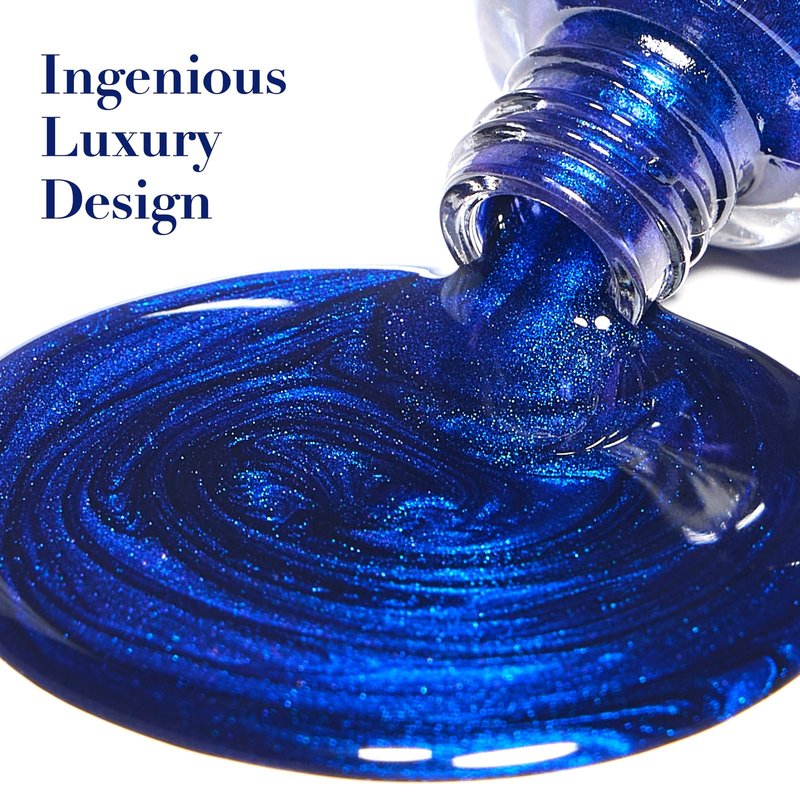 COSMOO Royal Blue Nail Polish 12ml, Shimmer Cobalt Blue Quick Dry Nail Lacquer, High Glossy Super Lustrous Nail Enamel Polish, Iridescent Ultrachrome Art Varnish, 0.41 fl oz