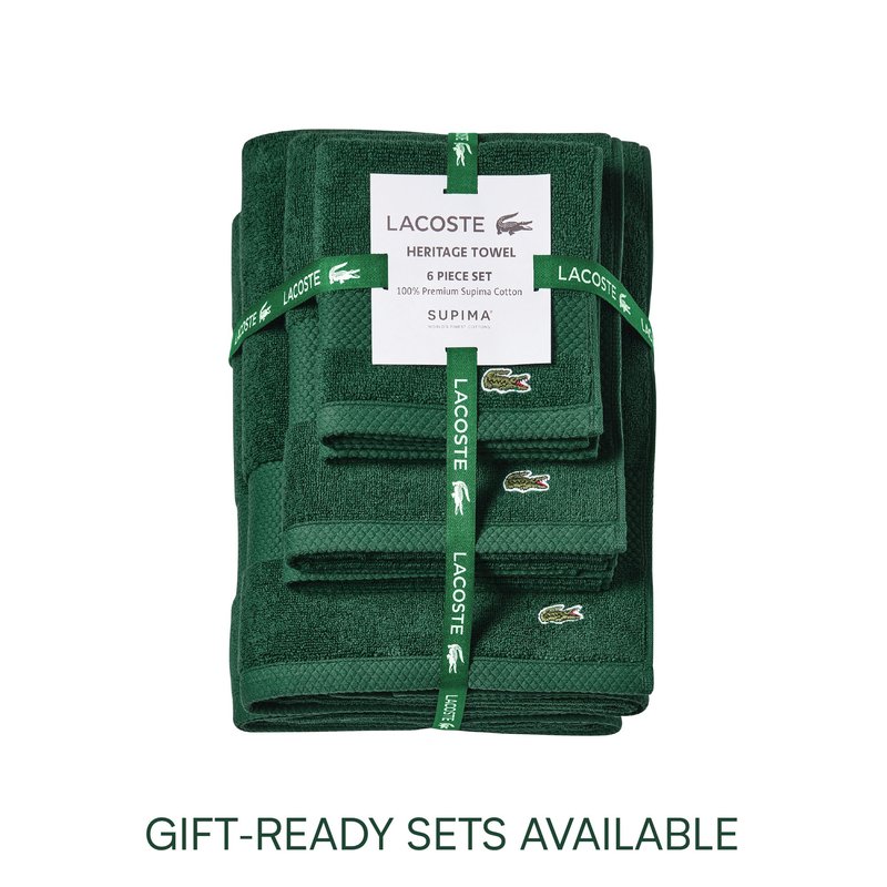 Lacoste Heritage 100% Supima Cotton Bath Towel, Croc Green, 30" x 54" – Highly Absorbent & Quick Drying, Premium Super Soft Bath Towel, Bathroom Essential, Gift for All Occasions, Machine Washable
