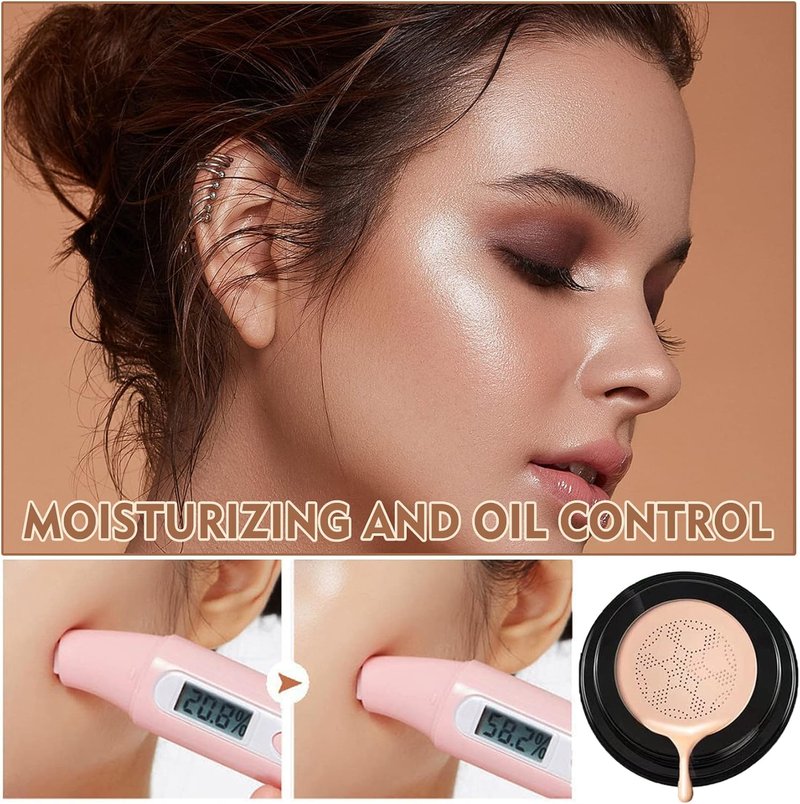 Mushroom Head Air Cushion & BB Cream CC Cream Liquid Foundation Concealer - Lasting, Moisturizing Makeup Base for Even Skin Tone - Natural Finish