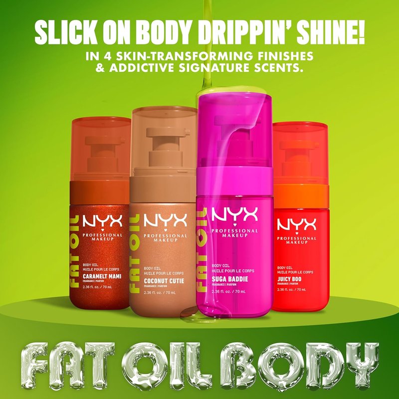NYX Fat Oil Body Oil - Caramelt Mami | Caramel Scented Moisturizer with Vitamin E for 24HR Hydration & Glowing Skin