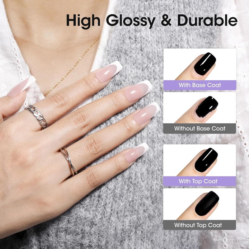 GELLEN Gel Base and Top Coat - Hema-Free Glossy Finish | 20ml No Wipe Soak Off Nail Polish