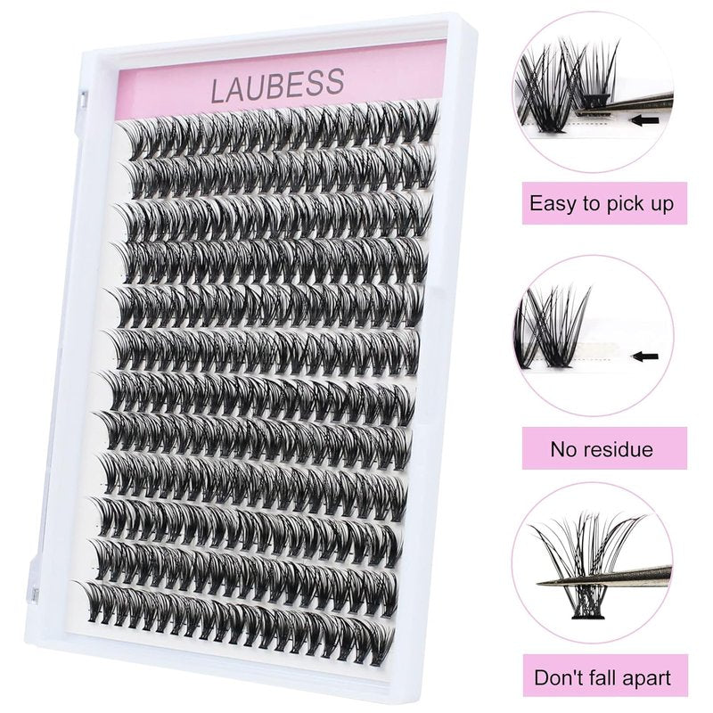 Skiennix Cluster Lashes - 40D Wispy Eyelash Extensions Mixed Tray | DIY Individual Lashes (9-16mm)
