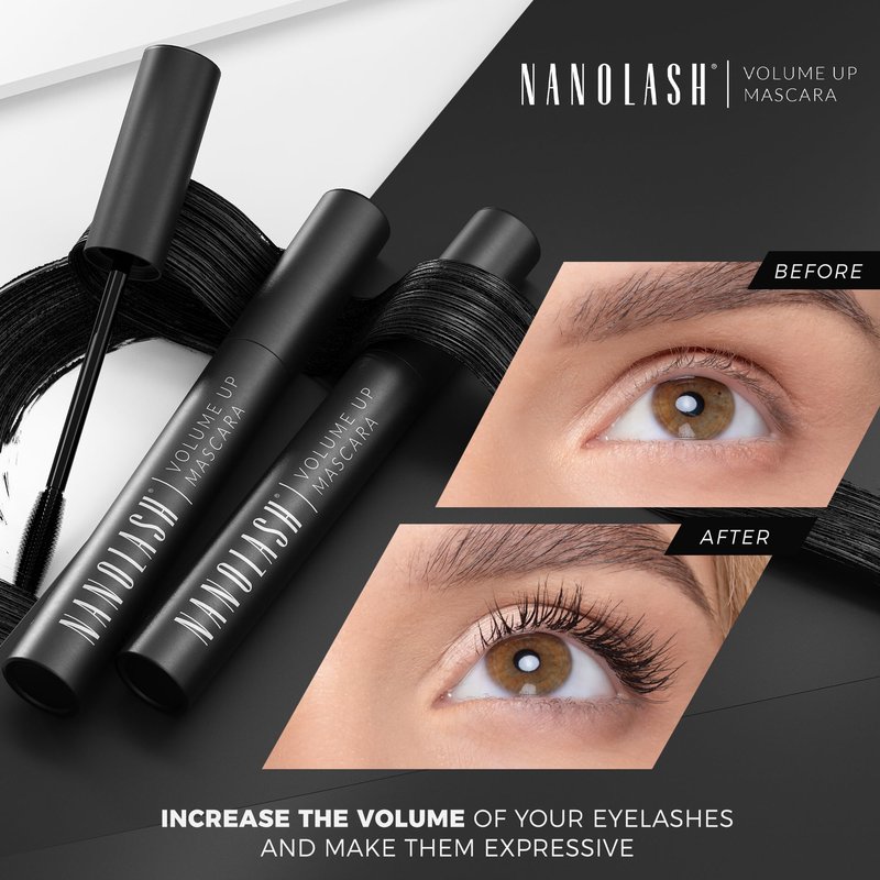 Nanolash Volume Up Mascara 10 ml - Thickening Mascara, False Lash Effect, Black