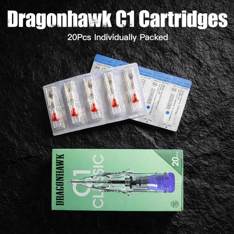Dragonhawk 20Pcs Extreme Cartridges Disposable Tattoo Needle Standard 13 Single Stack Magnum (13M1)