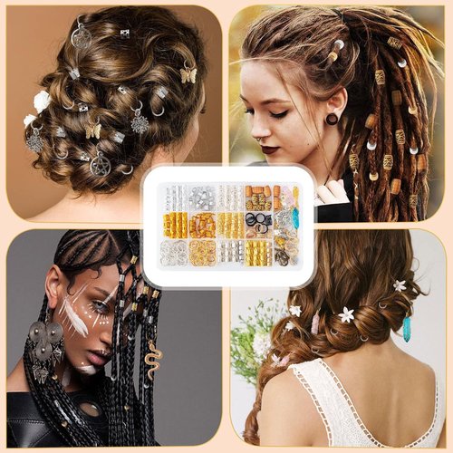 200pcs Dreadlock Hair Beads & Charms Set - Crystal, Metal Coils, Gold/Silver Pendants & Braid Accessories