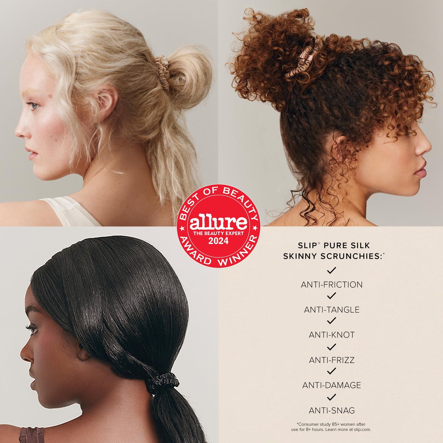 SLIP Amazon Exclusive Skinny Scrunchies: Anti-Crease, Anti-Breakage Slipsilk™ Design Protects Delicate Hair | Includes 3 Pure Silk Scrunchies, Fresh