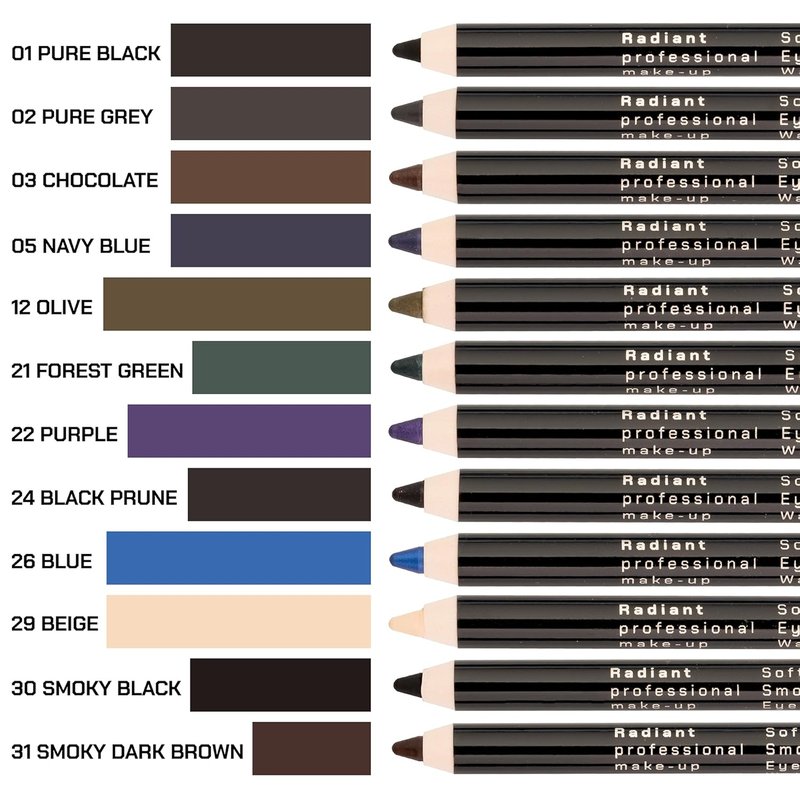 Professional Black Waterproof Eyeliner Pencil - Long-Lasting, Smudge-Proof Formula for Smoky Eyes | Includes Smudger Tool