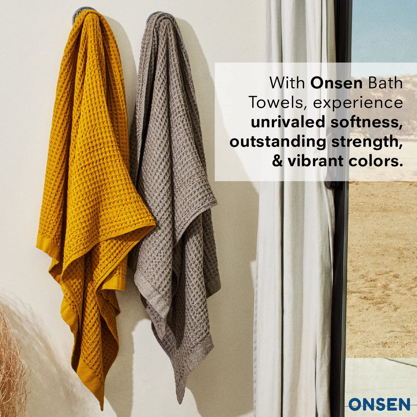 ONSEN Supima® Waffle Bath Towel, Large, Quick Dry Lint Free 100% USA Cotton, Lightweight Absorbent Bath Towel, 31x57 in (Cinder Grey, 1x Bath Towel)