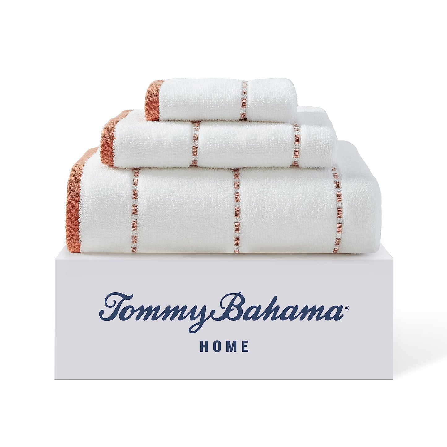 Tommy Bahama - Bath Towels, 100% Soft & Absorbent Cotton, Low Linting & Fade Resistant, Medium Weight Bathroom Towels (Ridley Solid Orange, 3 Piece)