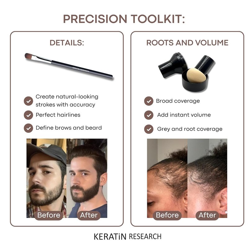 Keratina Hairline Filler - Unisex Mineral Powder for Hair Loss Concealment | Dark Ash Brown, XL Size