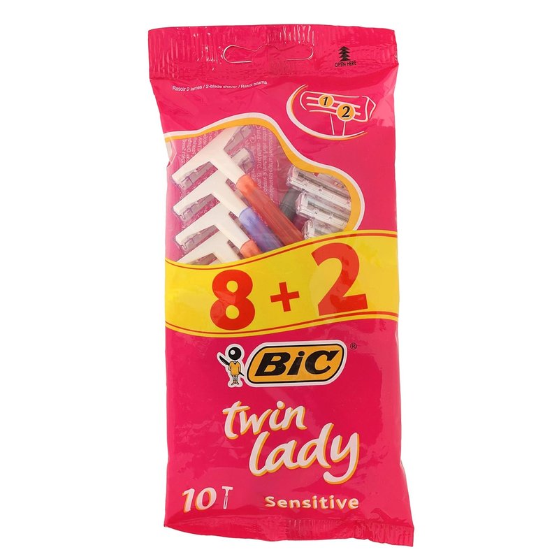 Bic Twin Lady Plastic Shavers - Pack of 10 for Smooth, Effortless Shaving