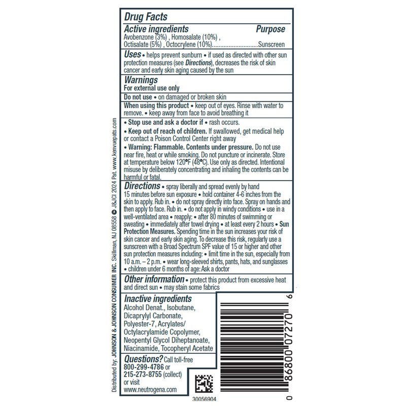 Neutrogena Clear Body SPF 50 Sunscreen Spray, Broad Spectrum UVA/UVB Sun Protection, Water-Resistant, Non-Comedogenic, Lightweight Body Sunscreen with Vitamin E & Niacinamide for Skin Care, 5 oz
