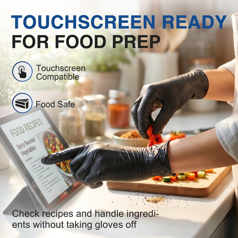 Schneider Nitrile Exam Gloves, 4 Mil Black Gloves Disposable Latex Free Powder Free, Food Safe for Cooking, Food Prep, Clean (100, Large)
