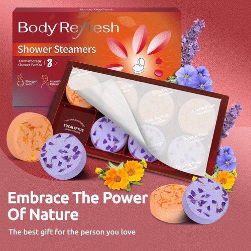 Shower Steamers Aromatherapy - 8 Pack Shower Bombs with Natural Essential Oils, Birthday Gifts for Women Self Care Relaxation Home SPA Stress Relief, Gifts for Girlfriend Teacher Womens Christmas Gift