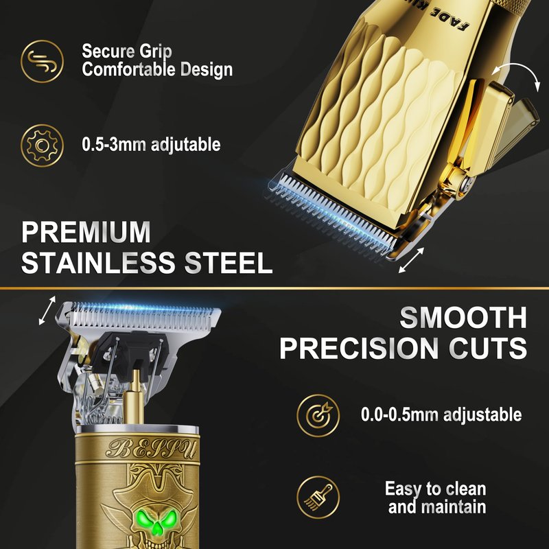 FADEKING® Professional Hair Clippers for Men, Cordless Barber Clippers & Beard Trimmer Set – Precision Hair Trimmer for Home/Barber Use, Men Grooming Kit – Fathers Day Gift for Dad Men Husband