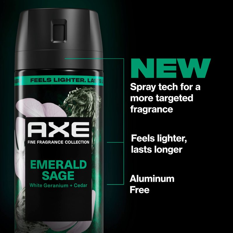 AXE Fine Fragrance Collection Body Spray 3 Count Emerald Sage 72 Hour Freshness Aluminum Free 2.9 oz