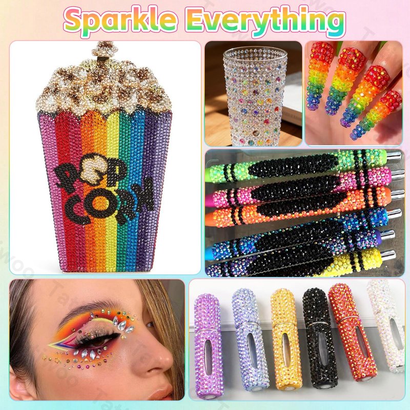 5000Pcs 3mm Rhinestones Bedazzling Kit with Tools, Color Jelly Resin Rhinestones for Bedazzling, Flatback Resin Gems for Crafts, Bedazzler Kit for Clothing Shoes DIY Face Makeup Tumblers