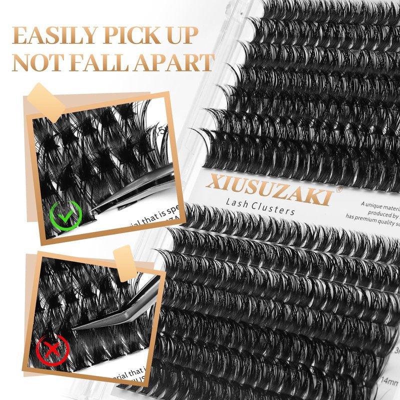 Skiennix Lash Extension Kit - 280pcs D Curl Cluster Lashes with Bond, Seal & Tweezers | 10-16mm Mixed