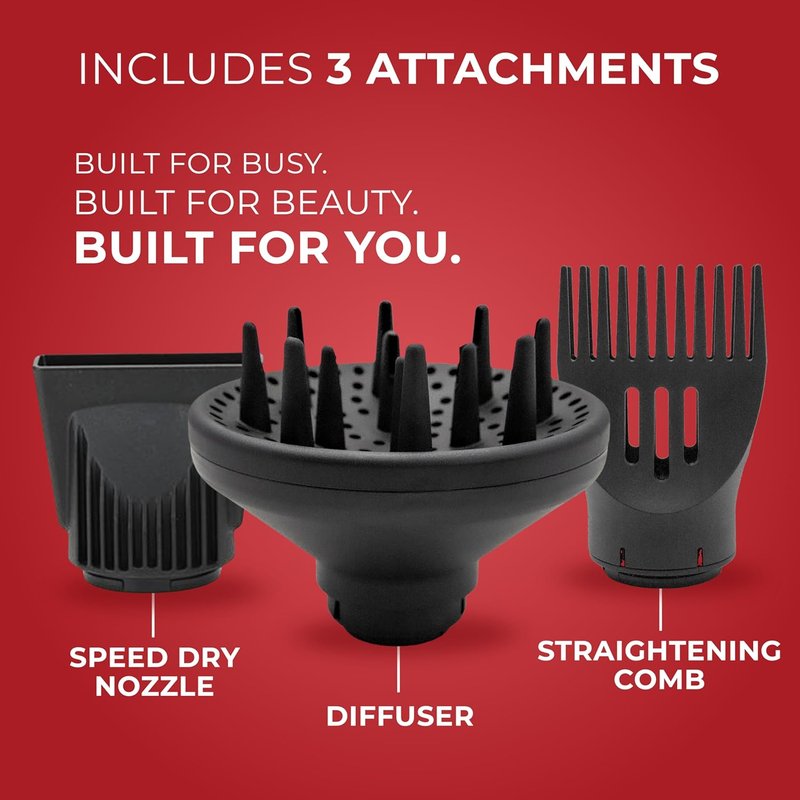 FHI Heat Hair Dryer - Lightweight Handle-Less Design with HydraHeat for Frizz-Free Styles | Includes Diffuser, Nozzle & Comb
