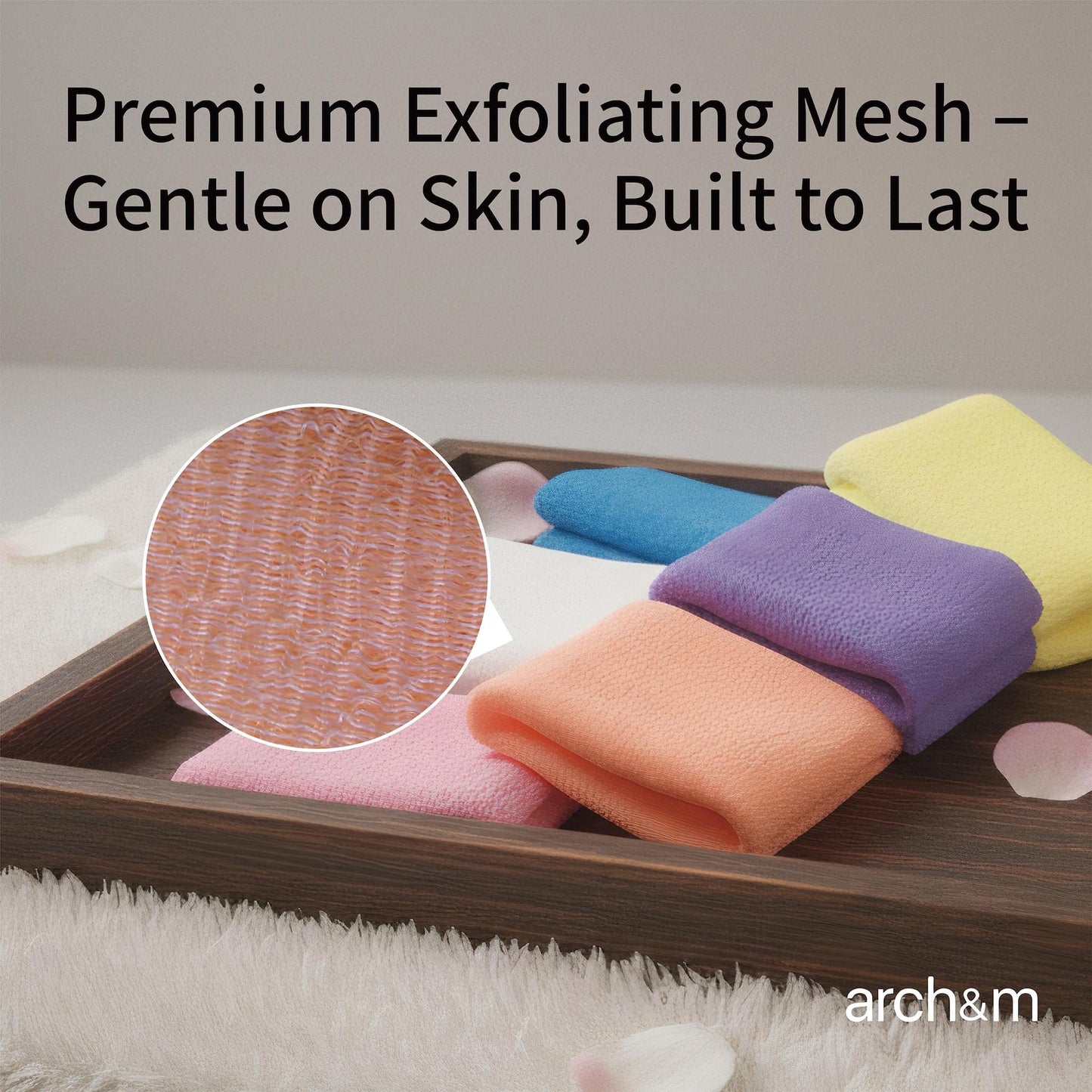 ARCH&M Exfoliating Washcloth 12 Pack, Black Off-White Navy-Blue