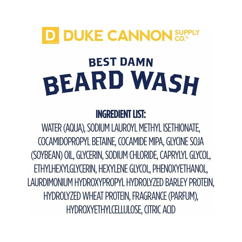 Duke Cannon Beard Wash for Men - Hydrating Shampoo & Facial Hair Cleanser - Softens & Conditions - 6 fl oz