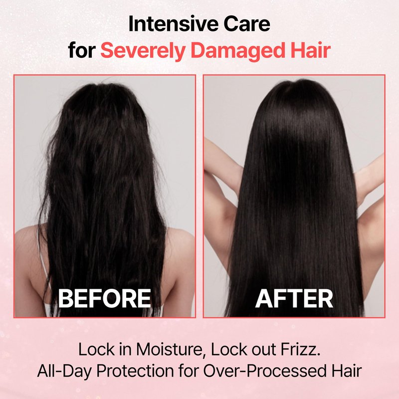 GROWUS Damage Therapy No-Wash Treatment - Leave-in Conditioner Spray & Heat Protectant for Dry Damaged Hair - Anti-Frizz Detangler with Pearl Protein, Softness & Radiant Shine, 8.45 fl.oz (Due Rose)