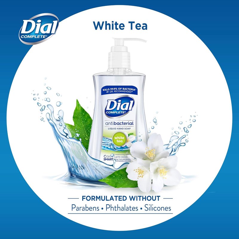 Dial Antibacterial Liquid Hand Soap - White Tea Scent | 7.5 Fl Oz (Pack of 12)