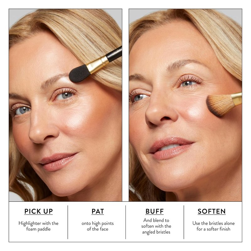 Laura Geller New York Professional Makeup Brushes - Cruelty-Free Dual-Ended Highlighter Brush - 10 Pieces