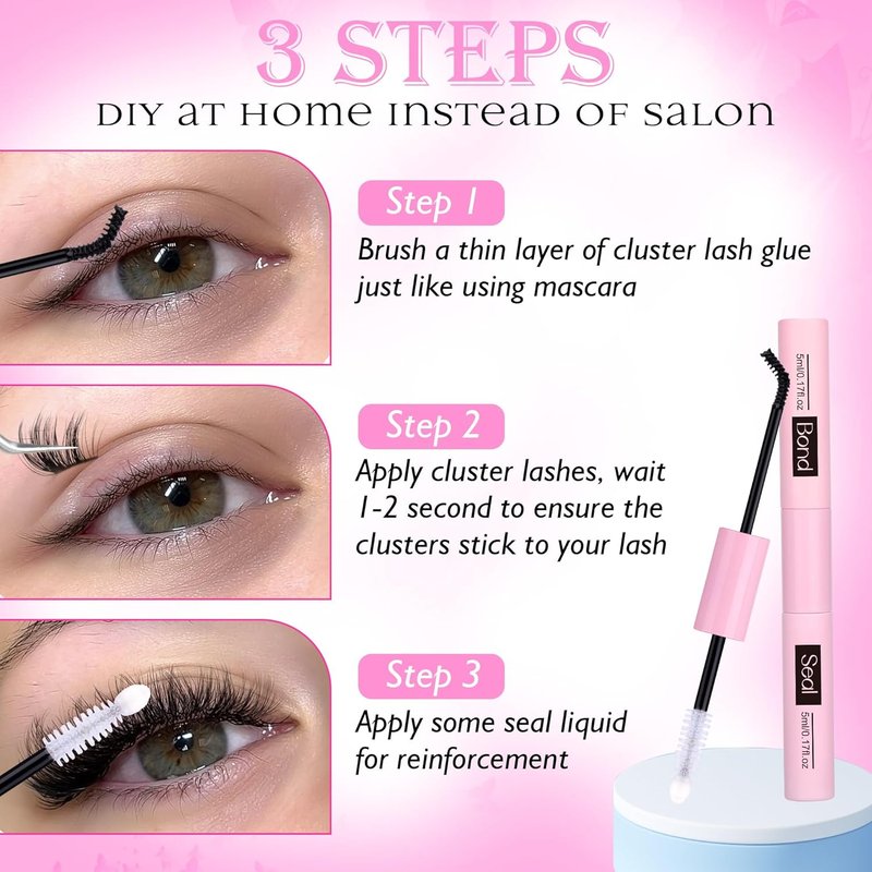 Bond and Seal Lash Glue - Strong Hold Eyelash Cluster Adhesive | Waterproof 2-in-1 Formula