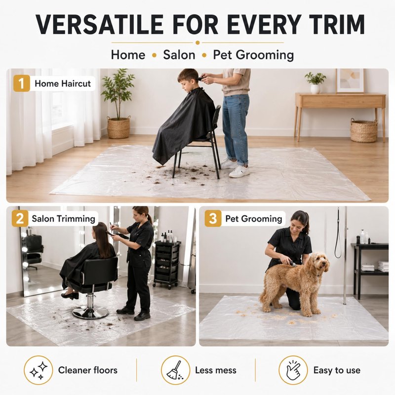 Breling 50 Pcs 48 x 37.4 Inch Extra Large Disposable Haircutting Mat,Disposable Hair Collection Mat For Barbershops,Salons And Pet Grooming
