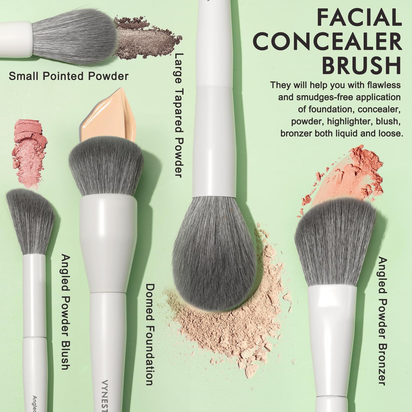 VYNESTRA 20 Pcs Pro Grade Makeup Brushes Set with Dense Ultra Soft Vegan Bristle,Elegant Design Make up Brushes for Powder, Foundation,Bronzer,Highlight,Face Blending Contour, Concealer, Eye shadow