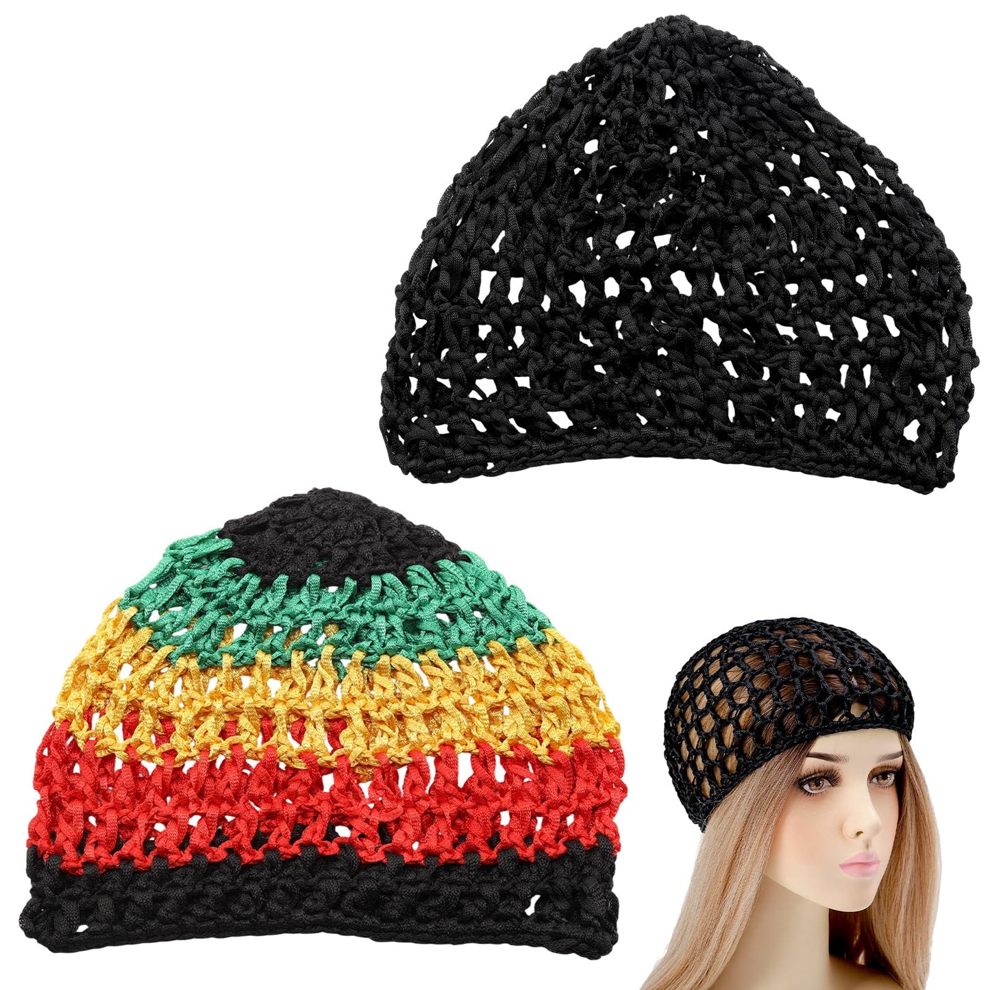 Wuyituart 2 Pcs Colorful Mesh Hair Wrap Shower Cap