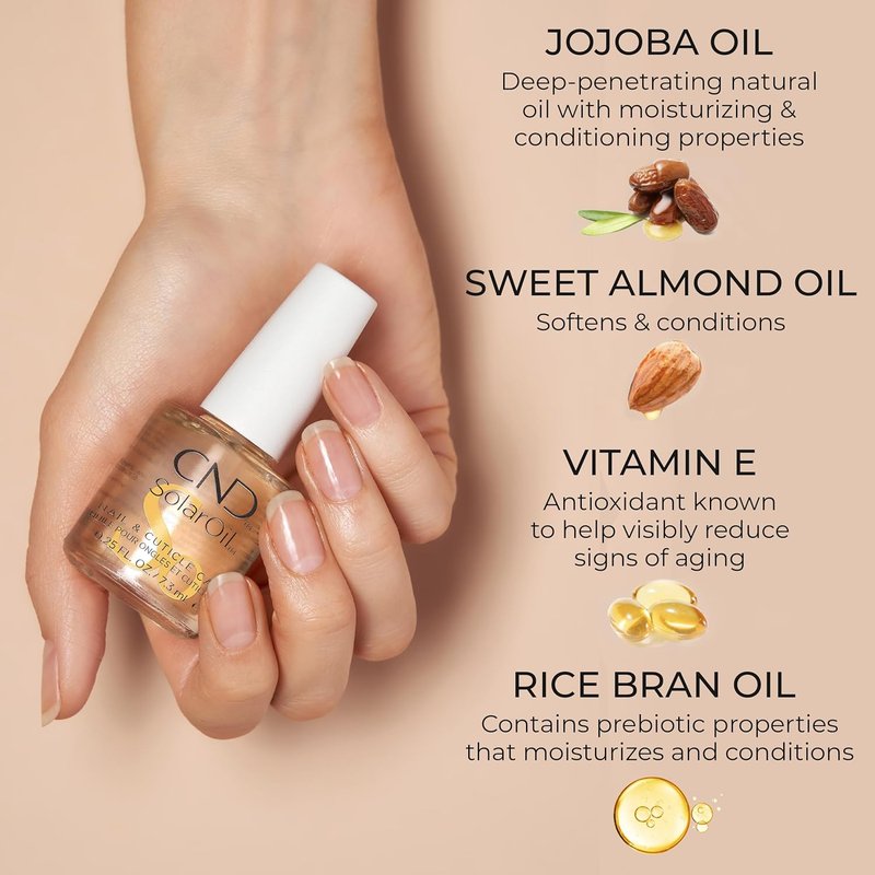 CND Cuticle Couple - SolarOil & Cuticle Eraser | Natural Blend Oils for Moisturizing & Gentle Exfoliation, 0.5 fl oz