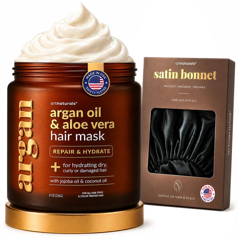 Artnaturals Hair Mask for Dry, Damaged Hair - Deep Conditioning Treatment – Argan Oil & Jojoba Treatment – Repair Mask for Curly, Frizzy Color-Treated Hair, For Hydrating Growth Repair Moisturizing