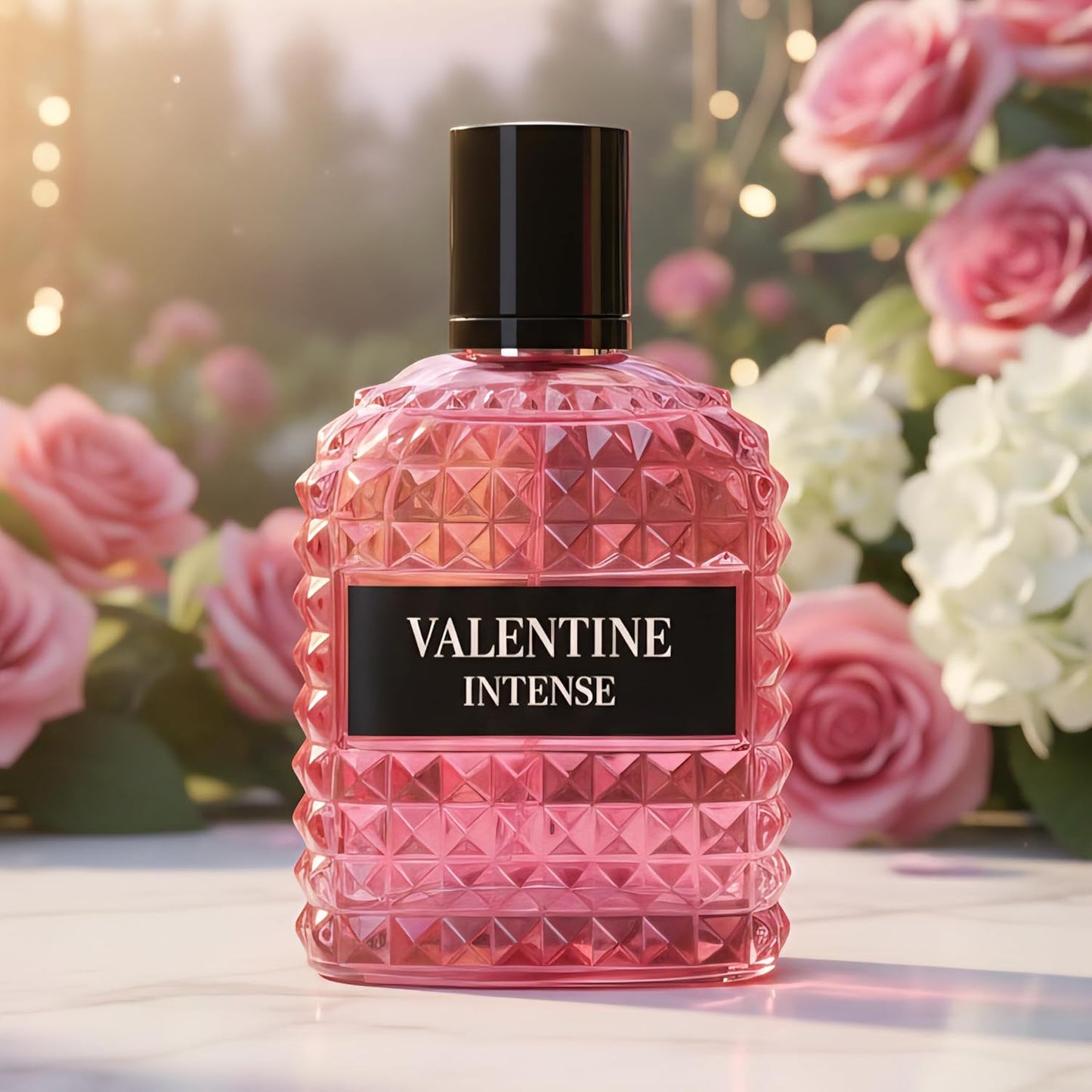 Valentine Intense and Amor in Roma Perfume Gift Set for Women EDP – (3.3oz x2) Jasmine & Vanilla Fregrance Perfume Set with a Modern Elegant Twist, Plus 2 Refillable 5ml Travel Spray Bottles