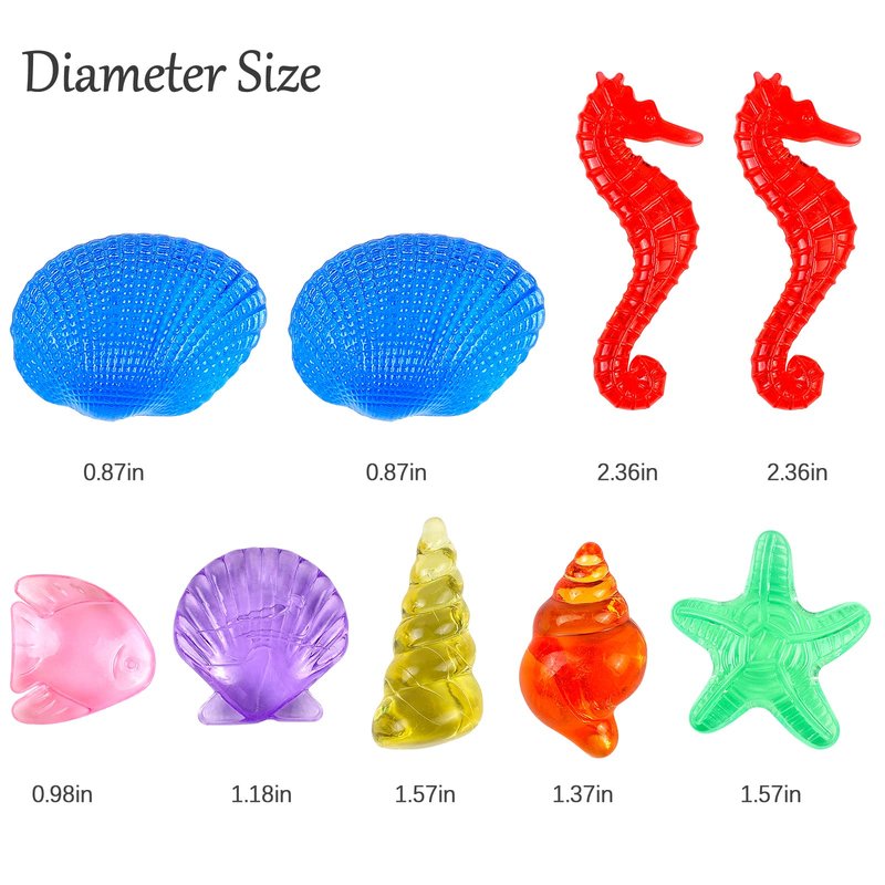 HAPTIME 80 Pcs Seashells, Sensory Bin Filler, Diving Gem Pool Toys for Kids, Plastic Sea Shells for Crafting, Little Mermaid Table Decorations, Vase Filler