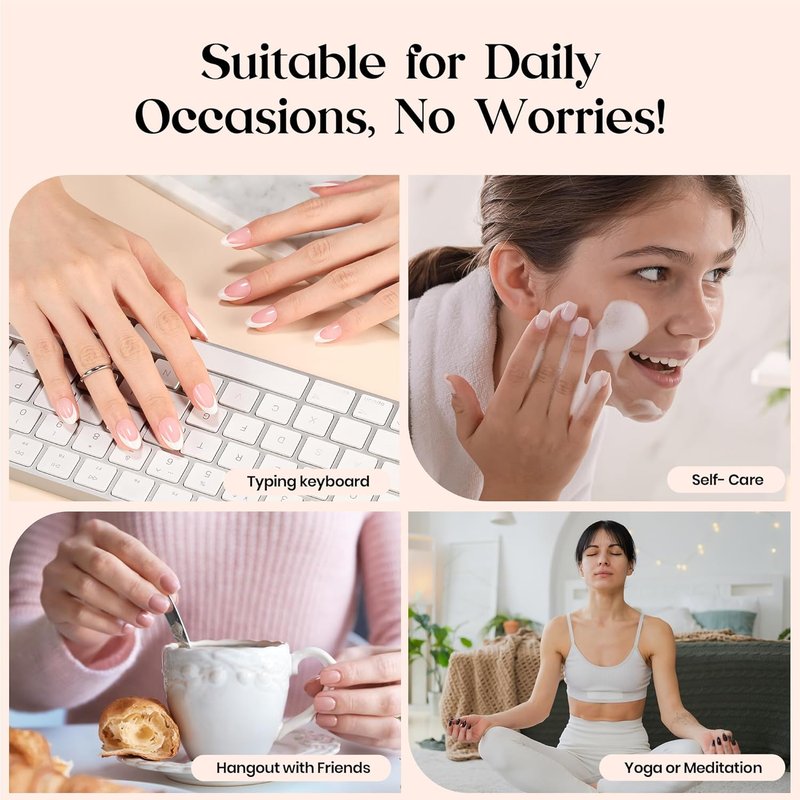 Beetles French Tip Press On Nails - Mocca Mousse | 7 Colors, Short Square, 224 Pcs Natural Quality