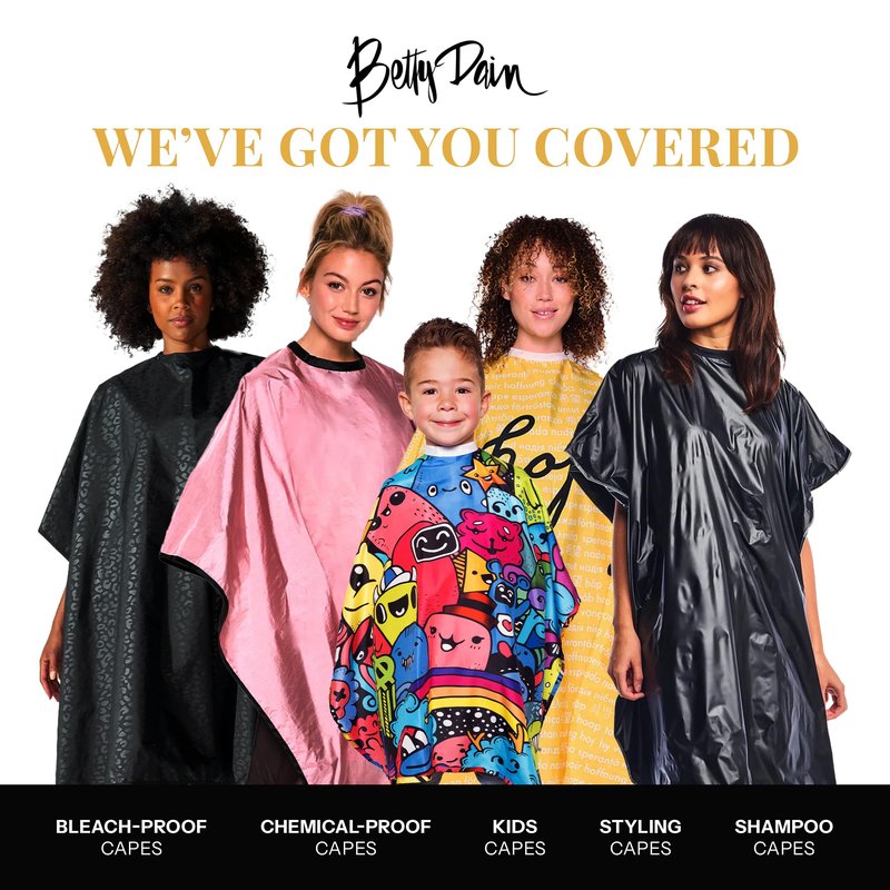 Betty Dain Bleach-proof All Purpose Styling Cape, Material Defends Against Bleach Stains, Color Proof, Chemical Proof, Waterproof, Lightweight Embossed Nylon, Brown