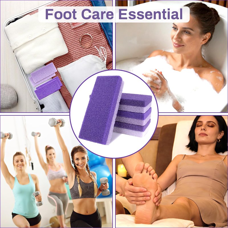 RAQEHO 10 Pumice Stone for Feet - 4.7 x 2 x 1 Inch Double Side Purple Foot Pumice Stone, Foot Filer Pedicura Scrubber for Callus Removal, Foot Care Spa Productos for Dark Elbows Hard Skin Exfoliating
