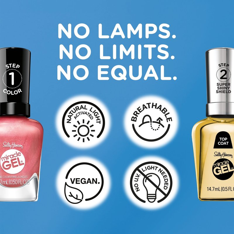Sally Hansen Miracle Gel Supercharged Pinks Nail Polish | Salon Quality Gel-Like Formula, Two-Step System, No UV Light Needed, Long Lasting | 344 Blush Crush | Soft Pink Crème Nail Color